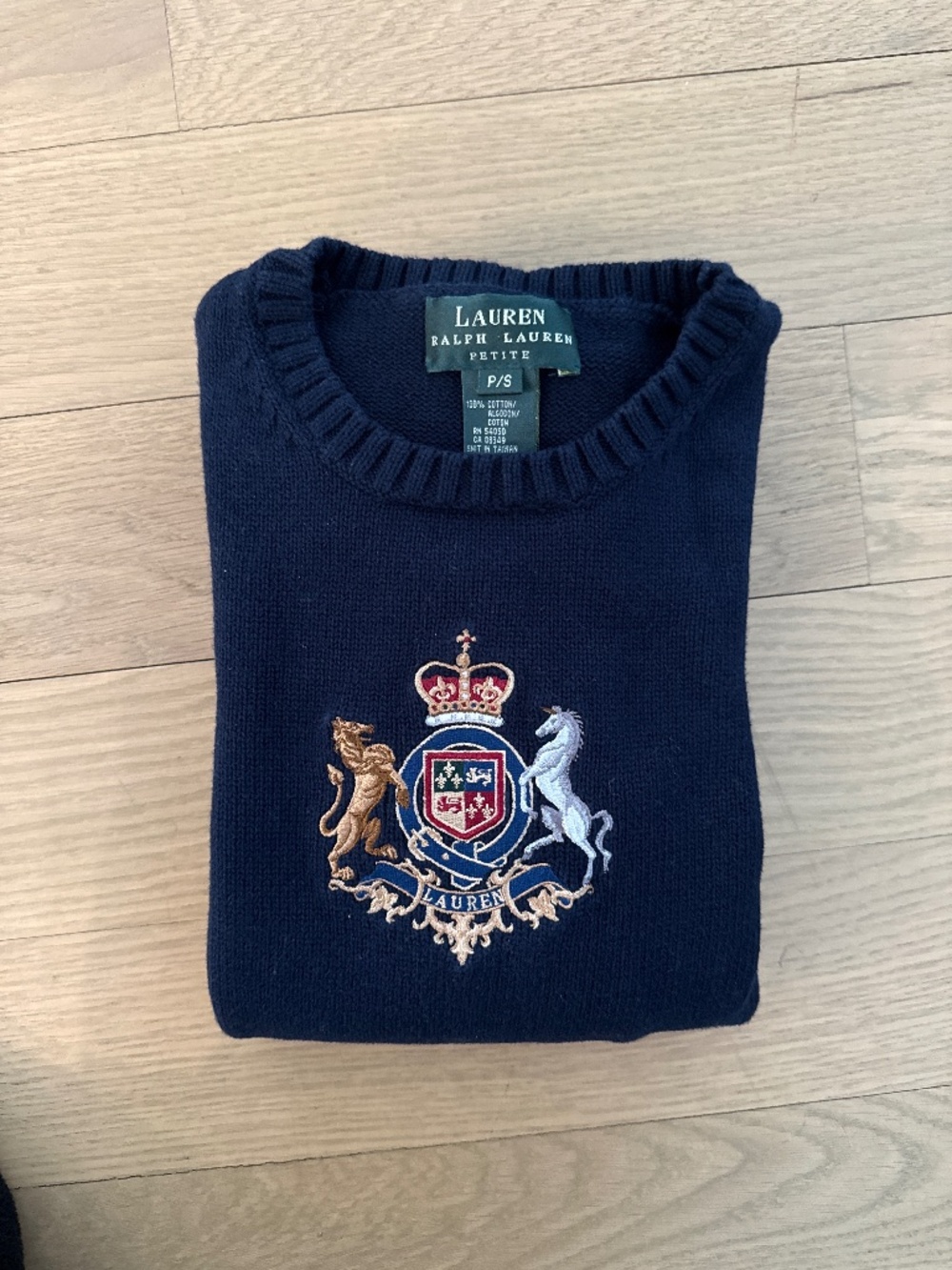 Ralph Lauren Mavy Cotton Knit Crest Emblem Sweater